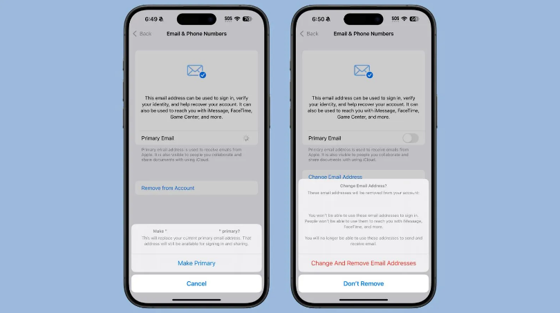 杜尔伯特苹果手机维修分享苹果 iOS 18.1 支持设置“主要”邮箱地址并更改 iCloud 邮箱 